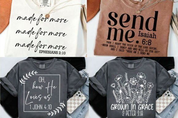 Boho Christian Quotes Bundle: A Versatile T-Shirt Graphics Asset