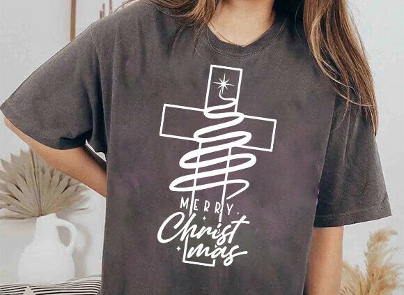 Christian Christmas Cross Svg for T-Shirt Designs & Graphics