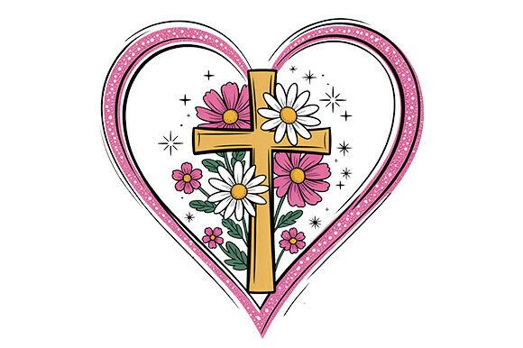 Christian Heart Png, Valentine s: Perfect for T-Shirt Designs and Graphics