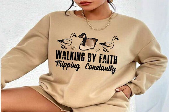 Christian PNG Walking by Faith Tripping: A Versatile T-Shirt Design for Content Creators