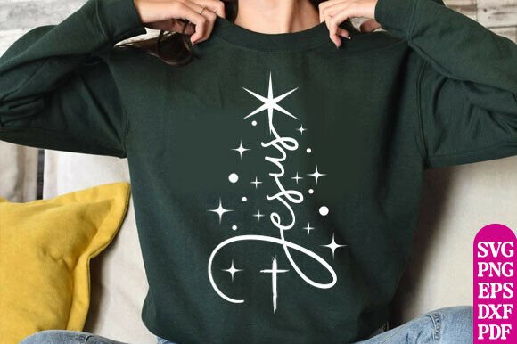 Jesus Christmas Tree Christian Graphics for T-Shirt Designs