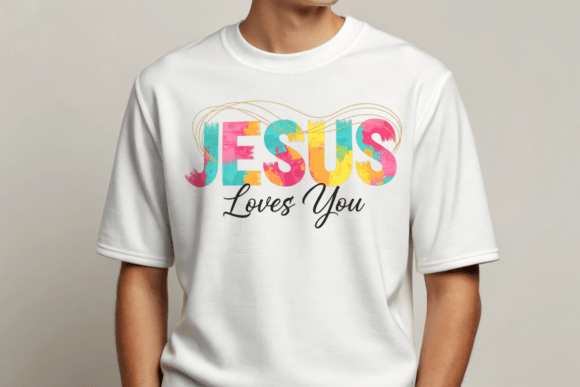 Jesus Loves You PNG: A Vibrant Graphic for T-Shirt Designs