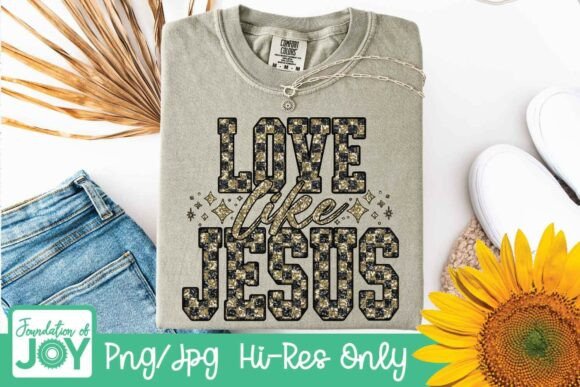 Love Like Jesus Png, Disco Glitter Dtf for T-Shirt Designs